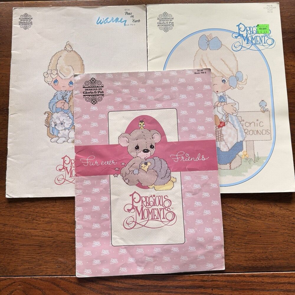 Vintage Precious Moments Cross Stitch Pattern Books Lot Gloria & Pat Lot of 3